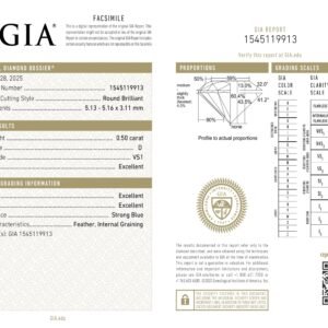 Alternative view of Diamante Natural GIA - Redondo 0.50 carats (D/VS1/3EXC)