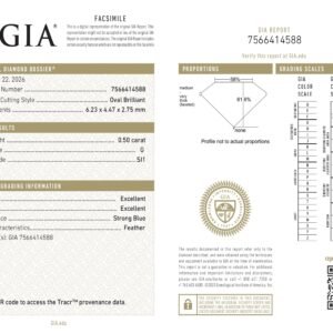 Alternative view of Diamante Natural oval 0.50 carats (G/SI1/3EXC)