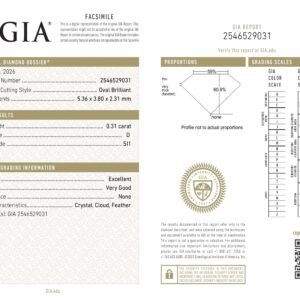 Alternative view of Diamante Natural Oval 0.30 Carats (D/SI1/EX)