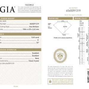 Alternative view of Diamante Natural Oval 0.40 Carats (D/SI1/EX)