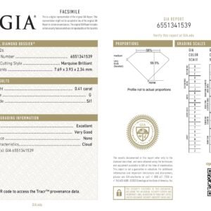 Diamante Marquise Natural 0.41 carats (G/SI1/EX) - Imagen 3