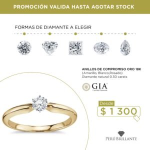 Anillo de Compromiso con Diamante de 0.30 carats