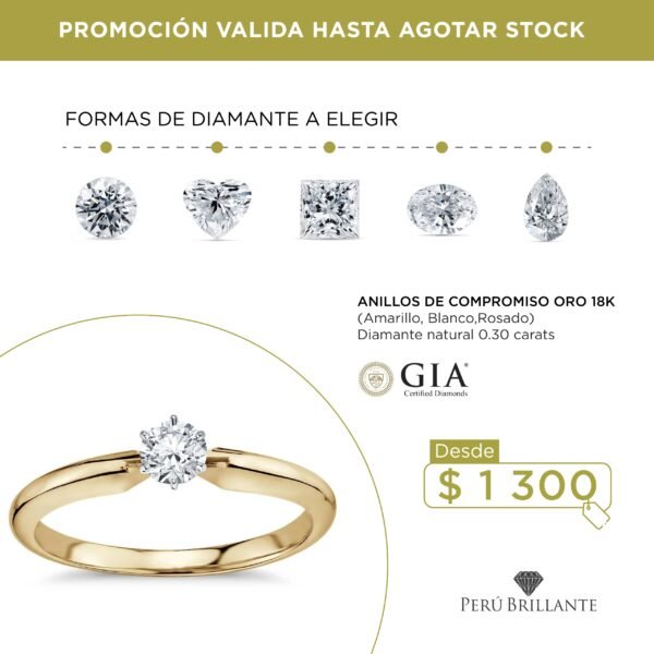 Anillo de Compromiso con Diamante de 0.30 carats