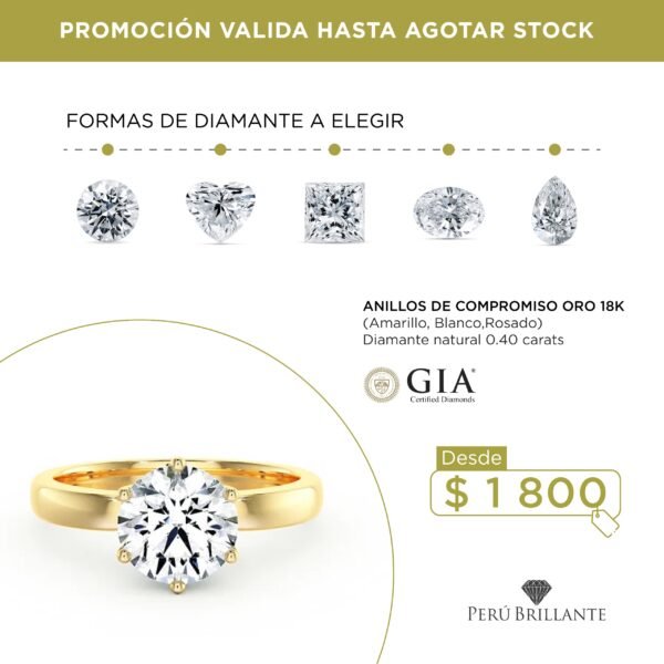 Anillo de Compromiso con Diamante de 0.40 carats