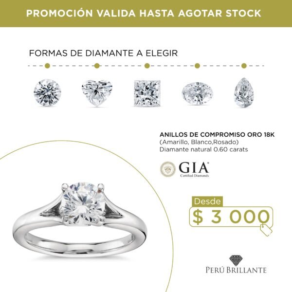 Anillo de Compromiso con Diamante de 0.60 carats