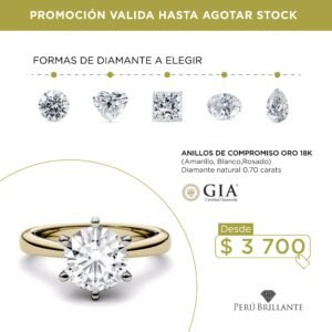 Anillo de Compromiso con Diamante de 0.70 carats