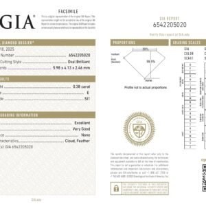 Alternative view of Diamante Natural GIA - Oval 0.38 carats (E/SI1/EX)