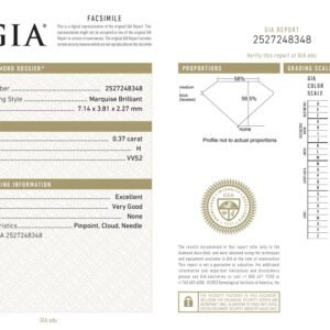 Alternative view of Diamante Marquise Natural 0.37 carats (H/VVS2/EX)