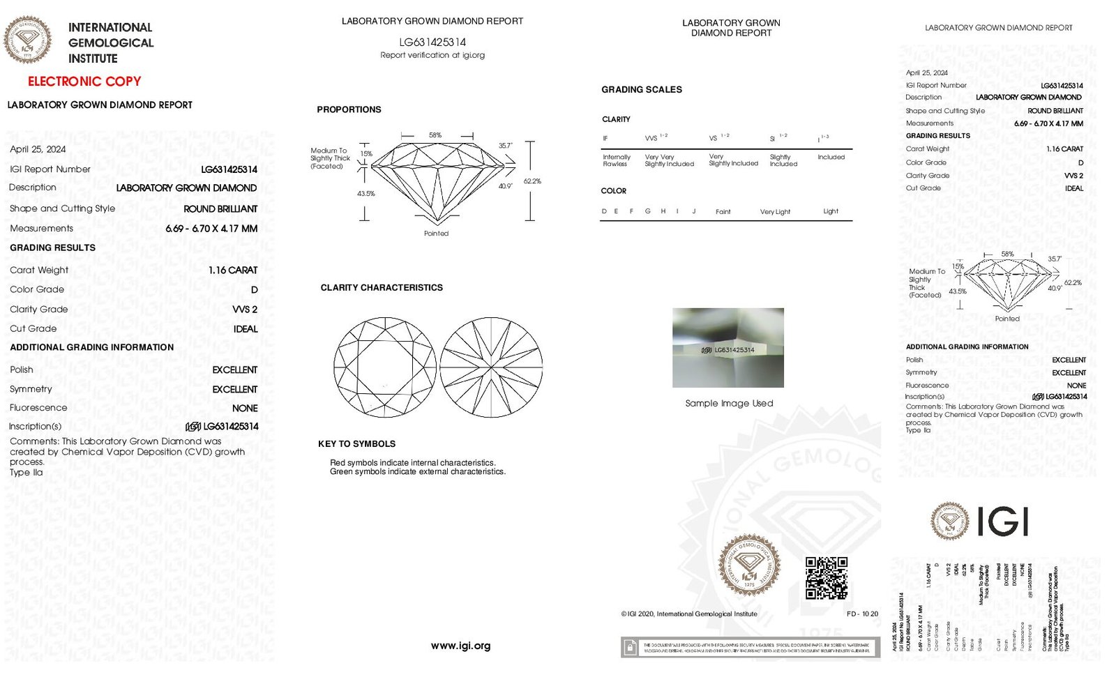 Alternative view of Diamante de Laboratorio REDONDO 1.16 carats (D/VVS2/3EXC)