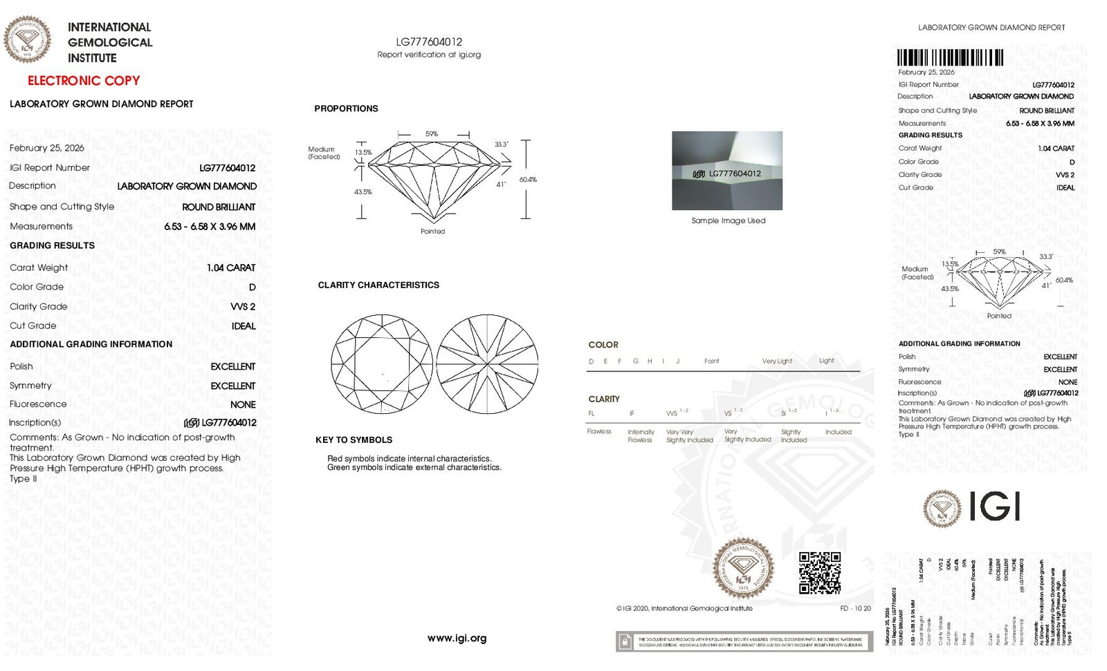 Alternative view of Diamante de Laboratorio REDONDO 1.04 carats (D/VVS2/3EXC)