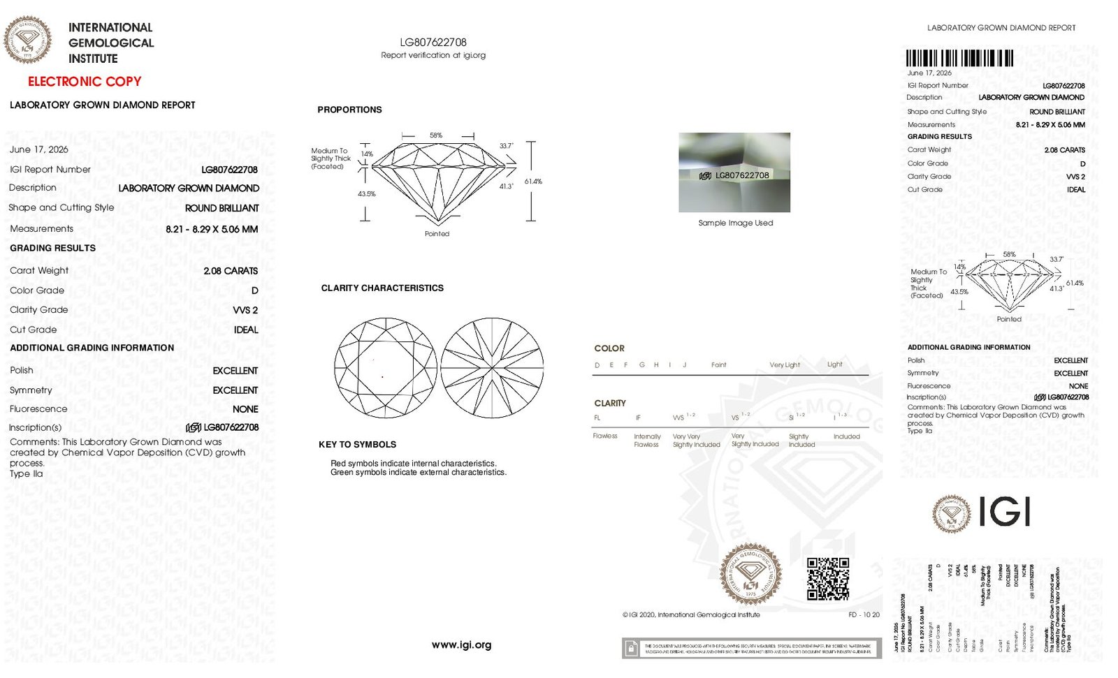 Alternative view of Diamante de Laboratorio REDONDO 2.08 carats (D/VVS2/3EXC)