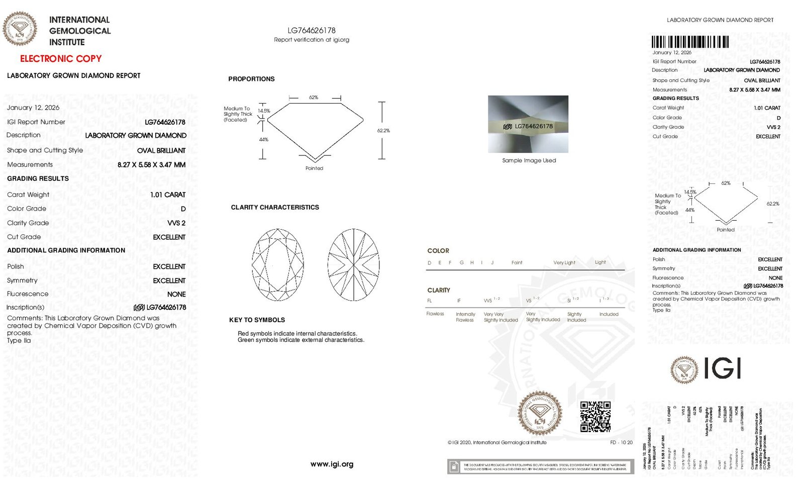 Alternative view of Diamante de Laboratorio  Oval 1.01 carats (D/VVS2/3EXC)