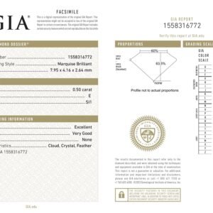 Alternative view of Diamante Natural GIA - Marquise 0.50 carats (E/SI1/EX)